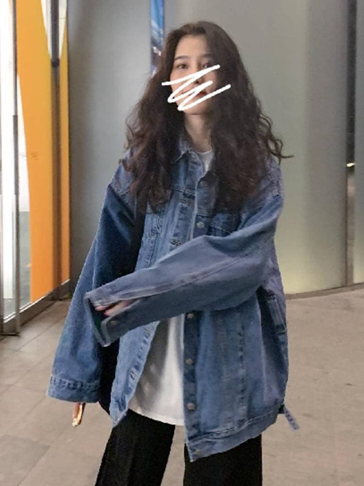 ジャケット アウター レディース デニム Gジャン 長袖 襟付き 前開き 大人 可愛い シンプル カジュアル おしゃれ かっこいい こなれ感 ラフ オーバーサイズ 普段使い お出かけ デート 無地