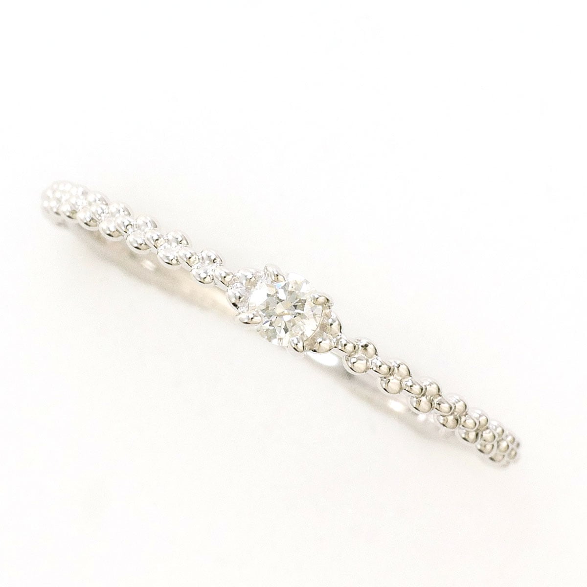K10 10金 WG ホワイトゴールド リング・指輪 12号 ダイヤモンド 0.06 ct 総重量約0.9g 中古