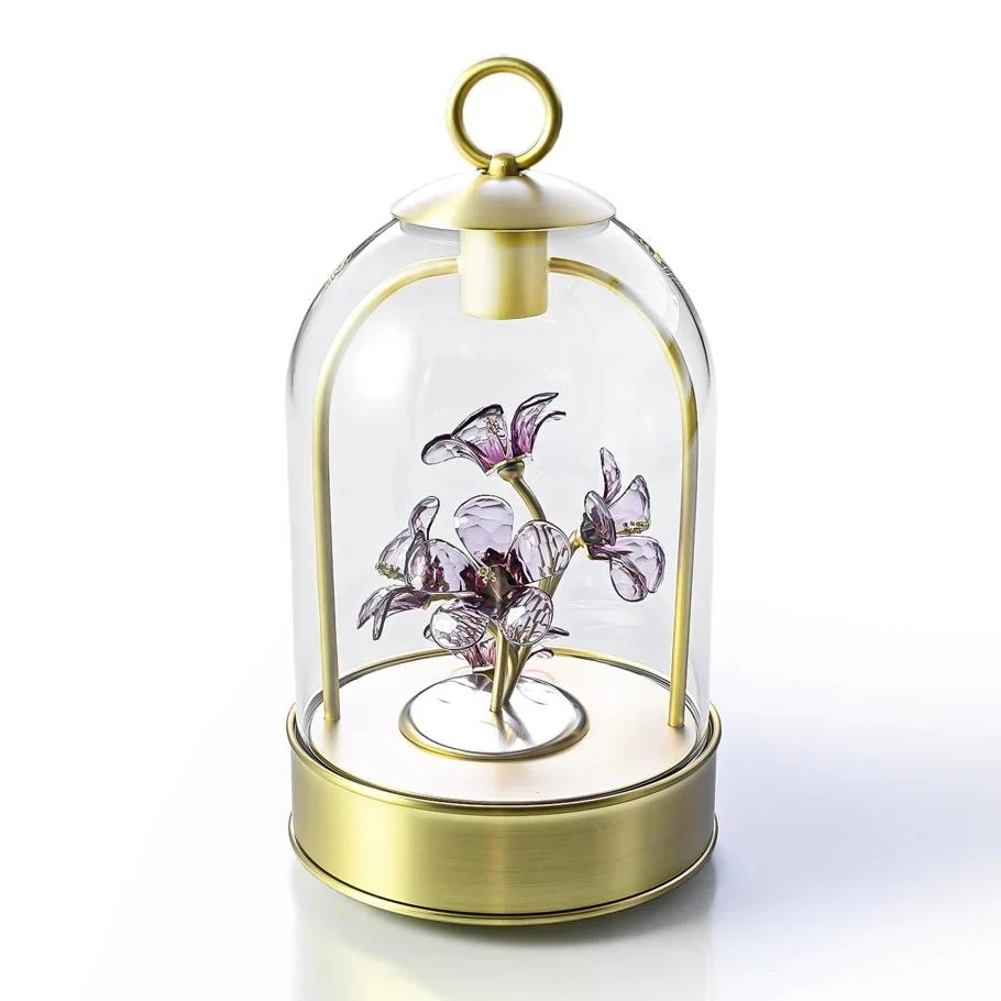 クリスタルフィギュア Garden Tales ハイビスカス LED ランタン パープル 5619240 災害時 緊急時 使用可能 インテリア オブジェ 置物