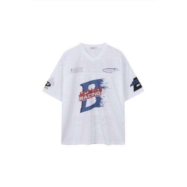 レーシングメッシュアートワークVネック半袖Tシャツ_DJ