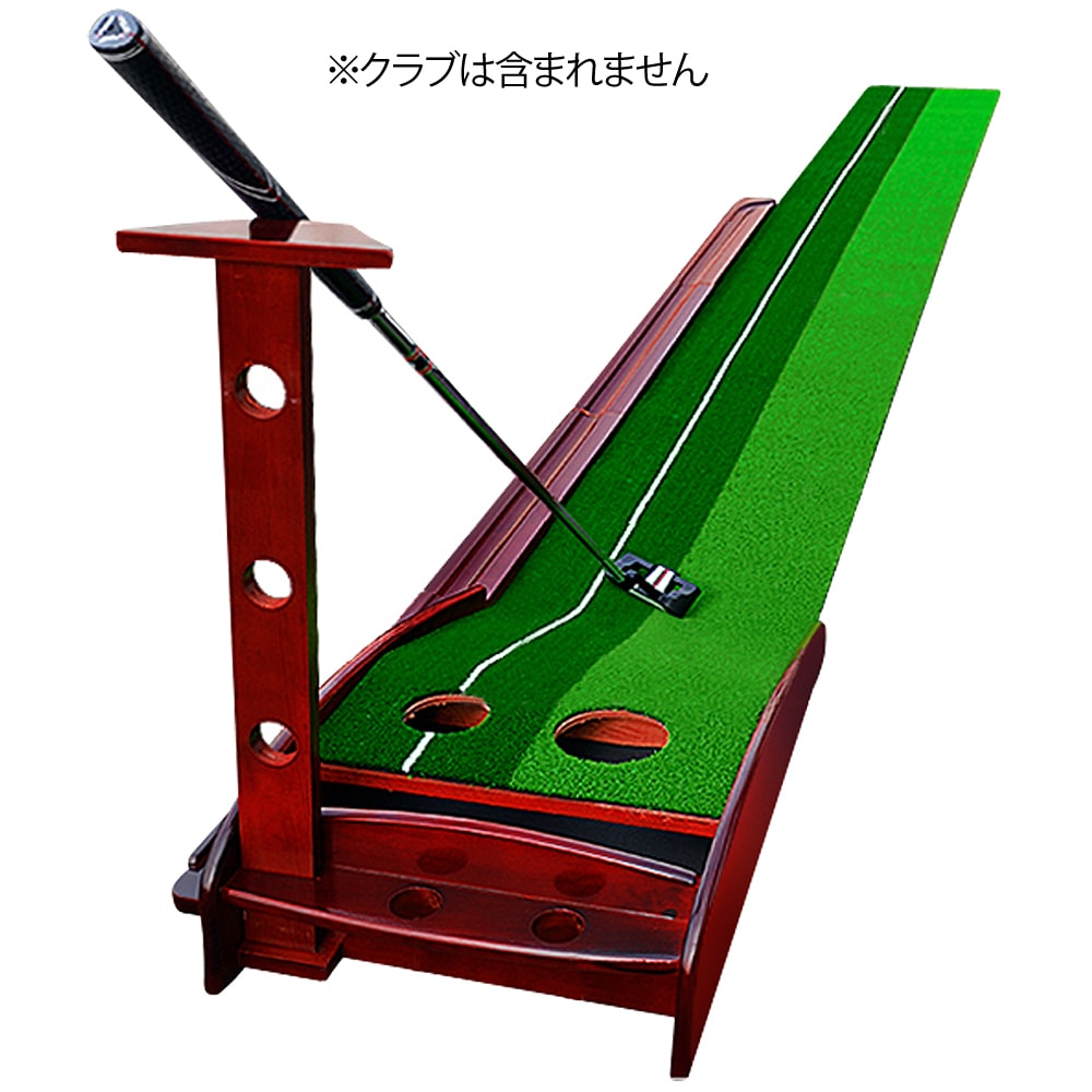 ゴルフ パター練習器 高品質人工芝＆天然木 自動返球 ミニグリーン パター練習マット パターマット