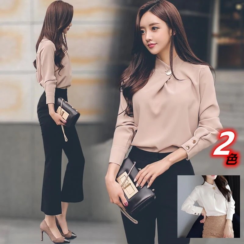 2色韓国のシャツとカジュアルパンツのセット女性の綺麗なニットスーツ上着とズボンのセット通勤服カジュア