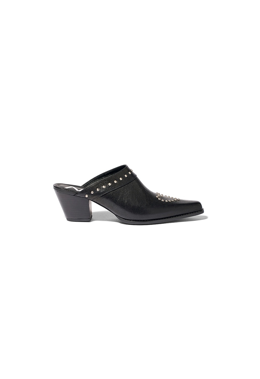【OPEN Yy】 HEART STUD WESTERN MULES : BLACK