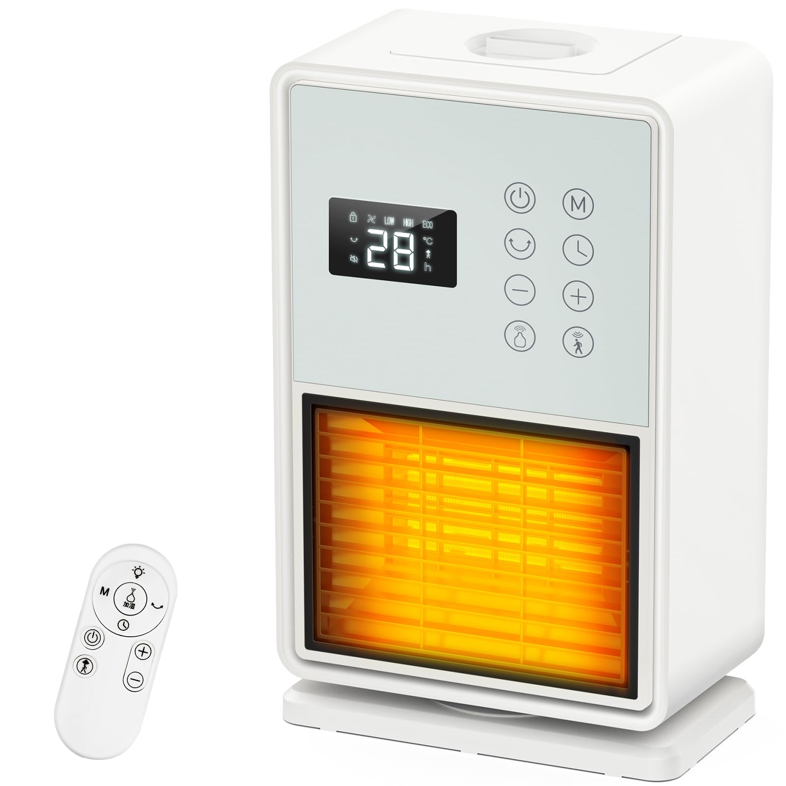 セラミックヒーター【2024冬新型 暖房・加湿・空気清浄】ヒーター 超音波加湿搭載 人感センサー付 ECO知能恒温 節電対策 LED大型ディスプレ カラーLEDライト 自動首振 電気ストーブ セラミッ