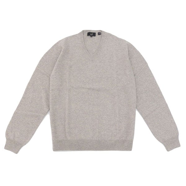 ダンヒル セーター Vネック ニット メンズ M/Lサイズ カシミヤ100% ライトグレー DUNHILL SK0200D