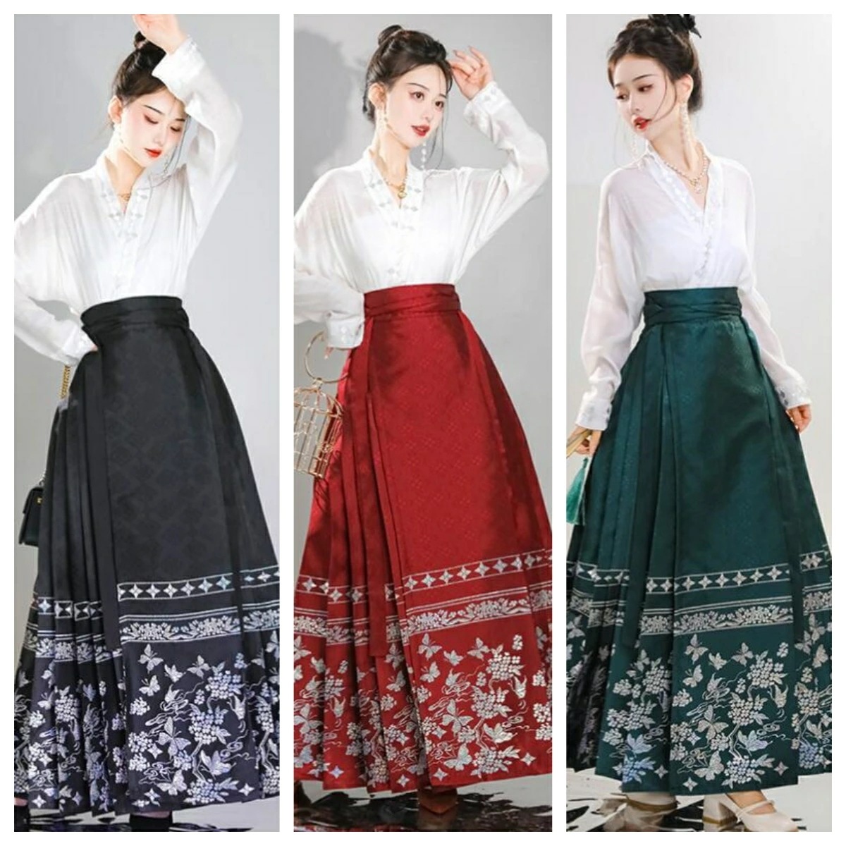 中華古代服 明制漢服 フレアスカート プリーツスカート 蝶柄ロングスカート 唐装 古典美人服 舞台衣装 ステージ衣装 中華服 チャイナ服 中華風 チャイナ風 華流衣装 チャイナドレス イベント 仮装 6,446円