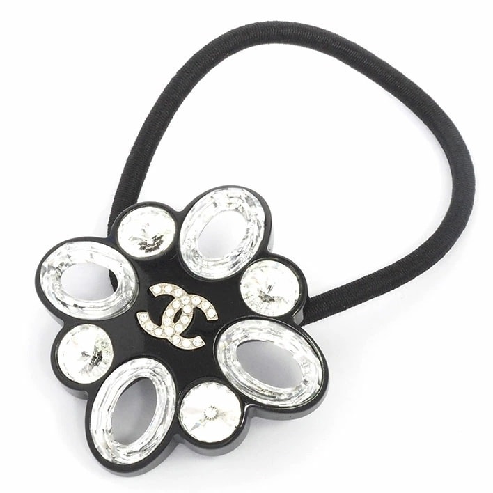 【美品】シャネル ココマーク ビジュー ヘアゴム プラスチック/樹脂 ラインストーン【ヘアアクセサリー】