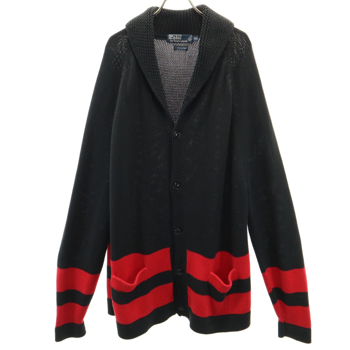 Polo by Ralph Lauren ポロバイラルフローレン ショールカラー ニットコート XXL ブラック系 カーディガン ビッグサイズ メンズ 古着