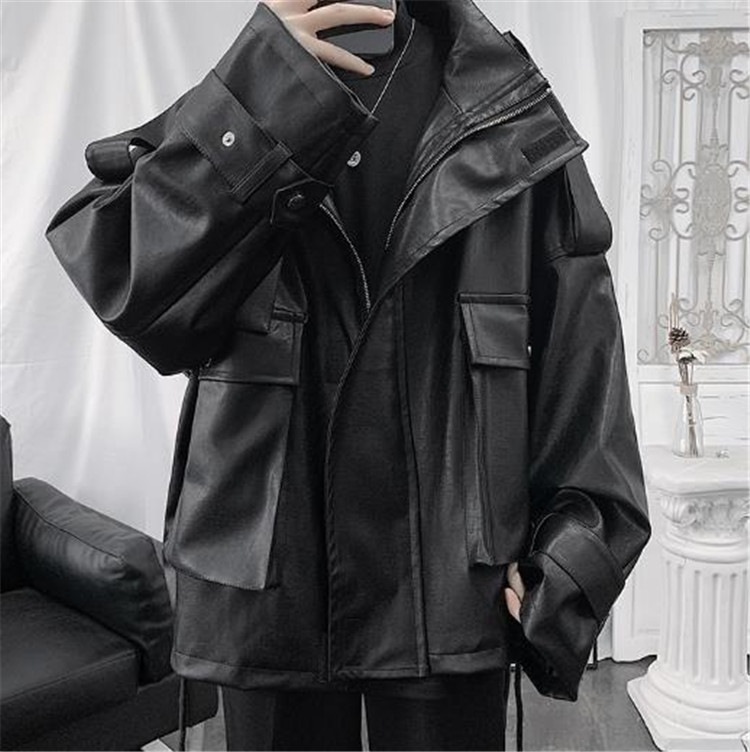 クオリティ保障大ヒット 韓国 ファッション ダーク メンズ スーパーファイア コート モーターサイクル レザージャケット 暖かい 厚手