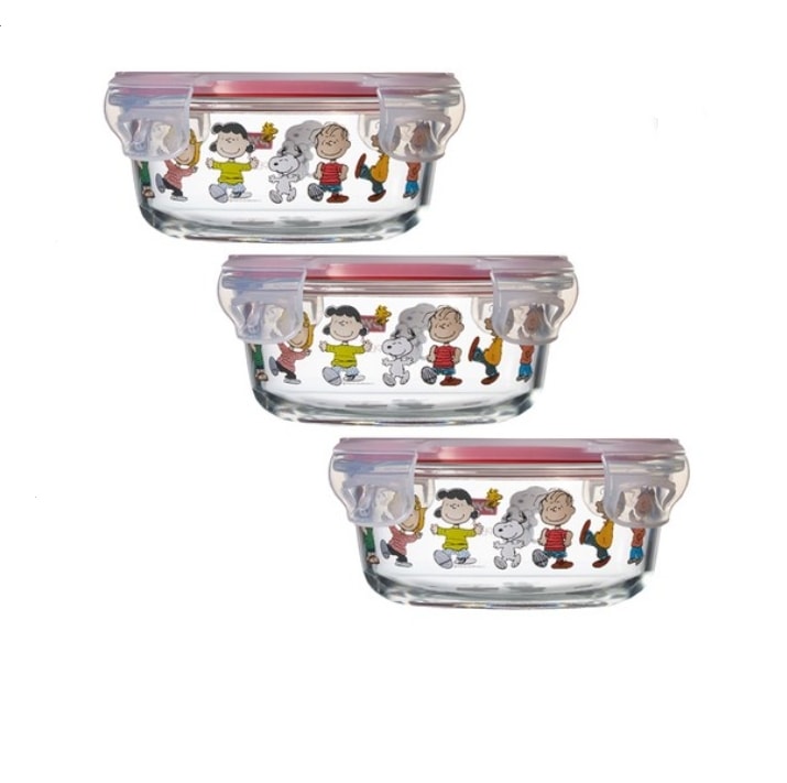 Qoo10] Pyrex パイレックススヌーピー貯蔵容器丸型380