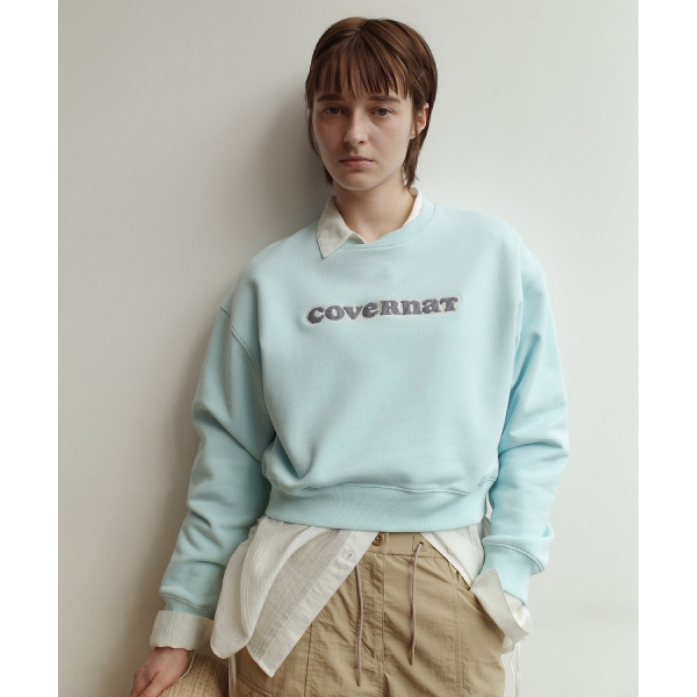 COVERNAT 女性女性用クーパーロゴスウェットシャツスカイブルー