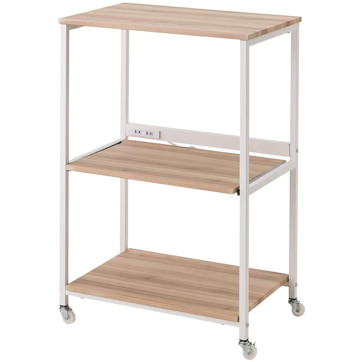 武田コーポレーション ヴィンテージ調レンジ台ラックＴ0-VRRL89VNA ナチュラル　収納ラック/キッチン棚/キャスター付き/コンセント付き