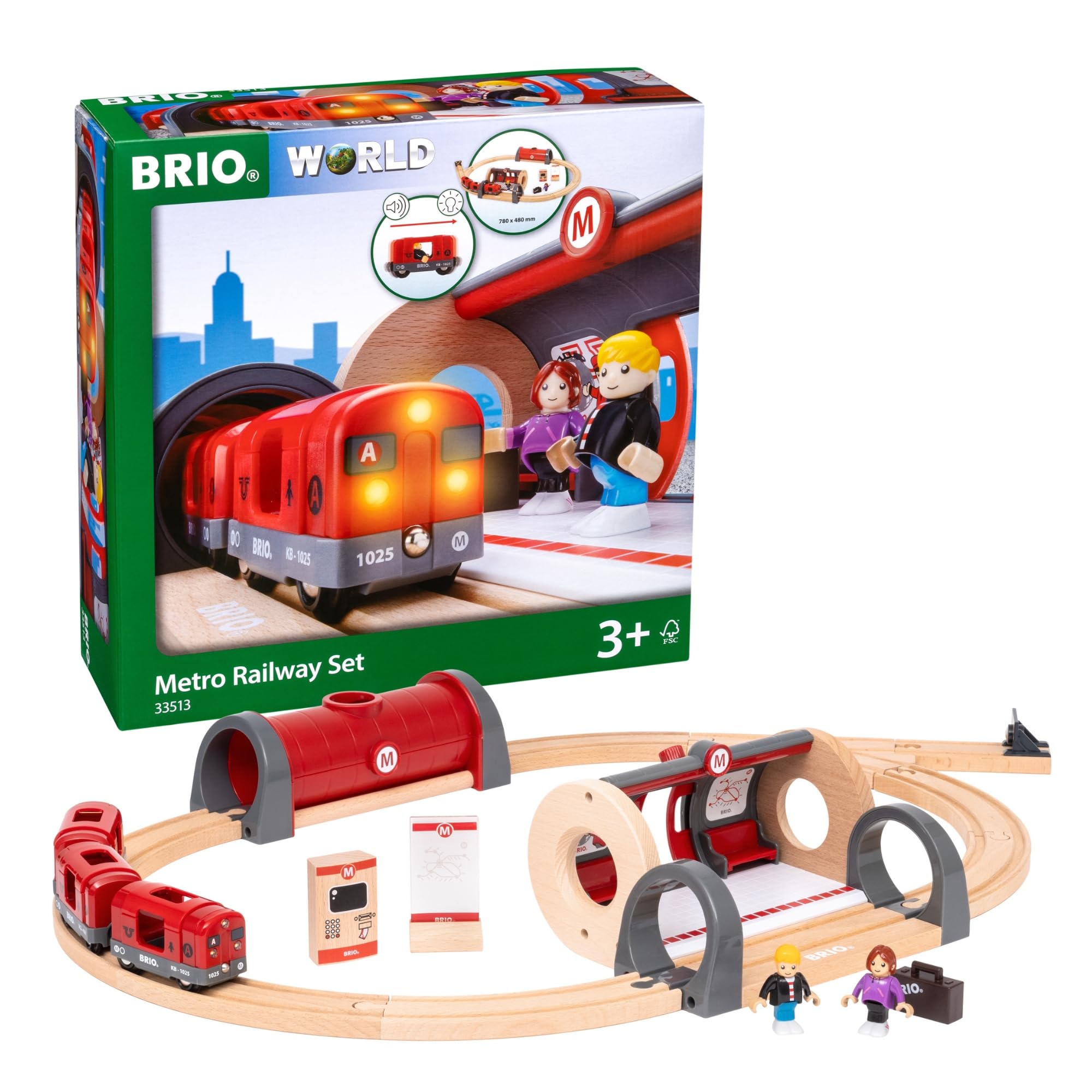 Qoo10最安値挑戦 BRIO (ブリオ) メトロレールウェイセット [全20ピース] 33513 対象年齢 3歳~ 【おもちゃ 玩具 木製おもちゃ 列車 レールセット 情景パーツ プレゼント（誕生日