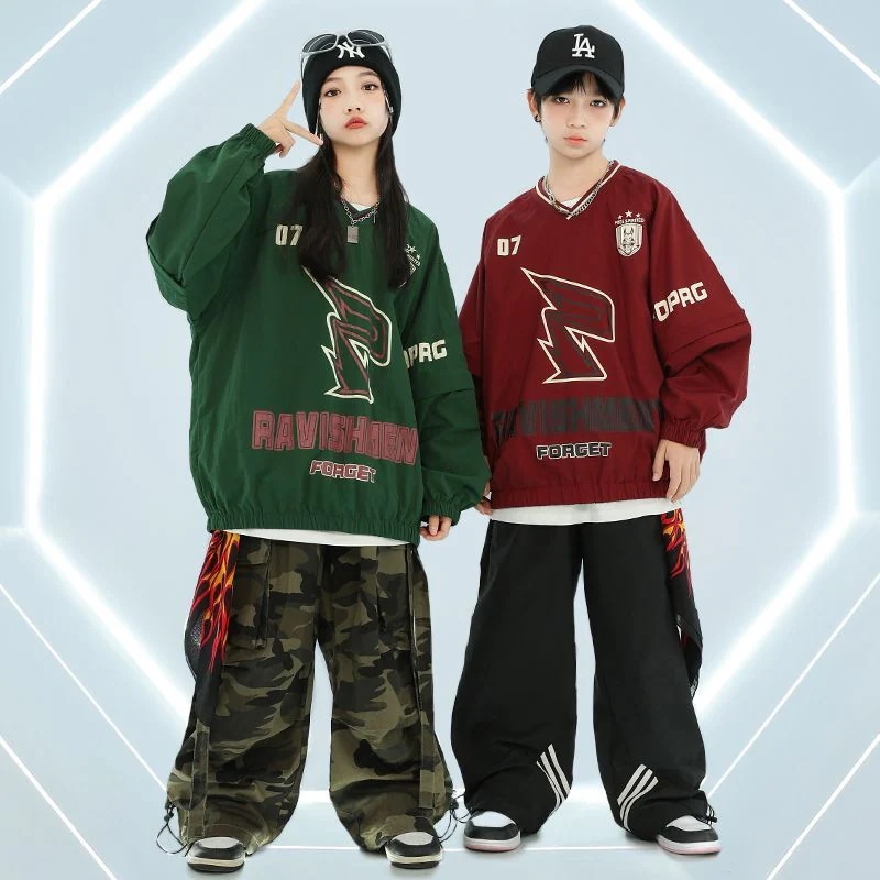 子供の街のダンスのファッション服の秋冬のスーツのhiphopのヒップホップの女の子のジャズのダンスの男の子の子供のクールでかっこいい出演服