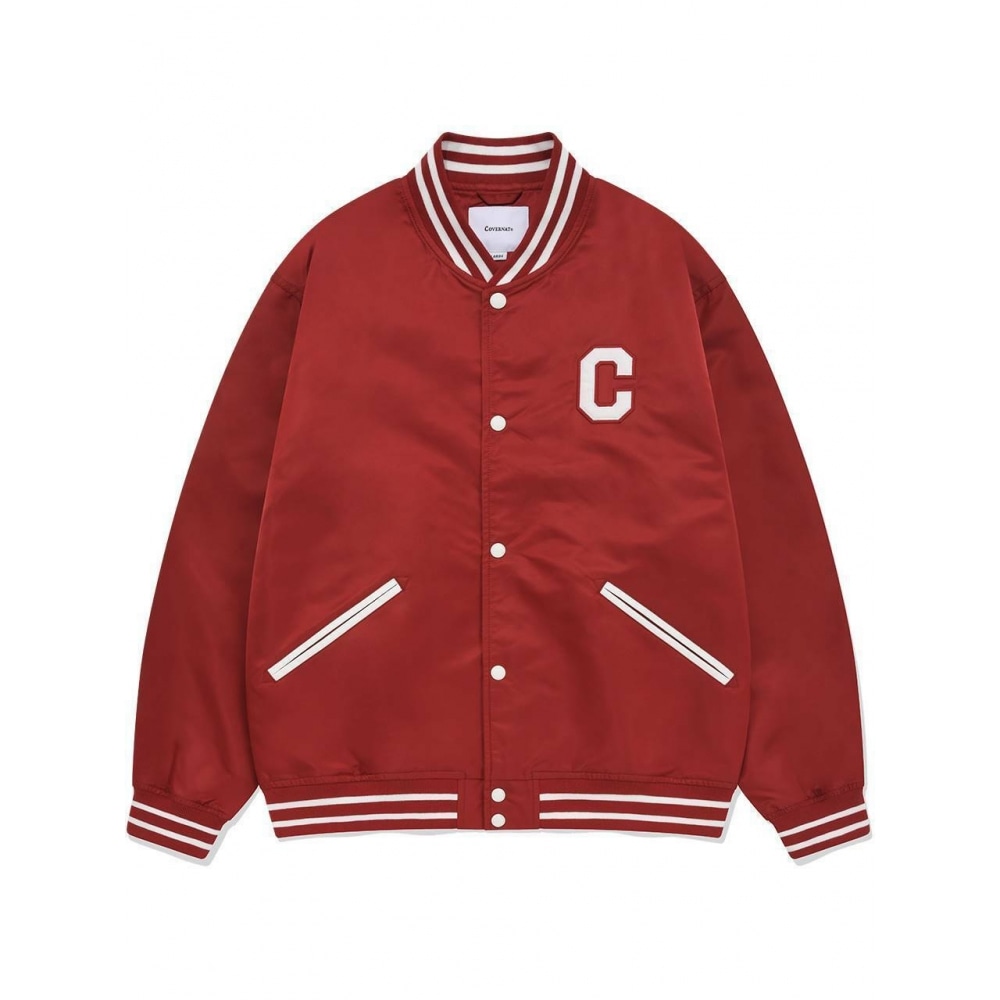 COVERNAT C ロゴバーシティジャケットディープレッド