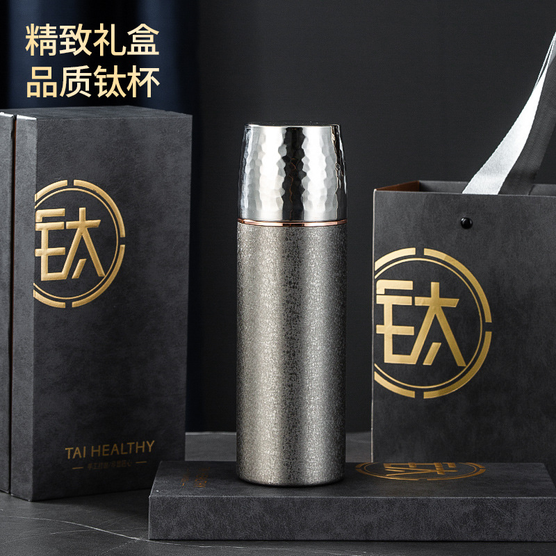 純粋なチタンハンマーパターンサーモスハイエンドギフトカップ家庭用大容量ティーウォーター分離メンズブレインドティーカップ醸造ティーカップ