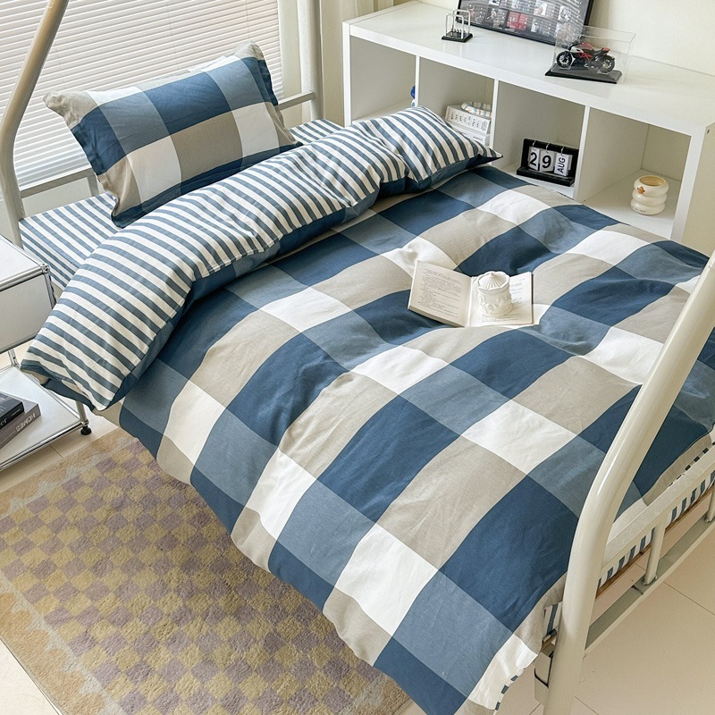 今年の流行学生寮 綿シーツ・掛け布団カバー3点セット 学生寮 純綿寮 シングル寝具6点セット 5,549円