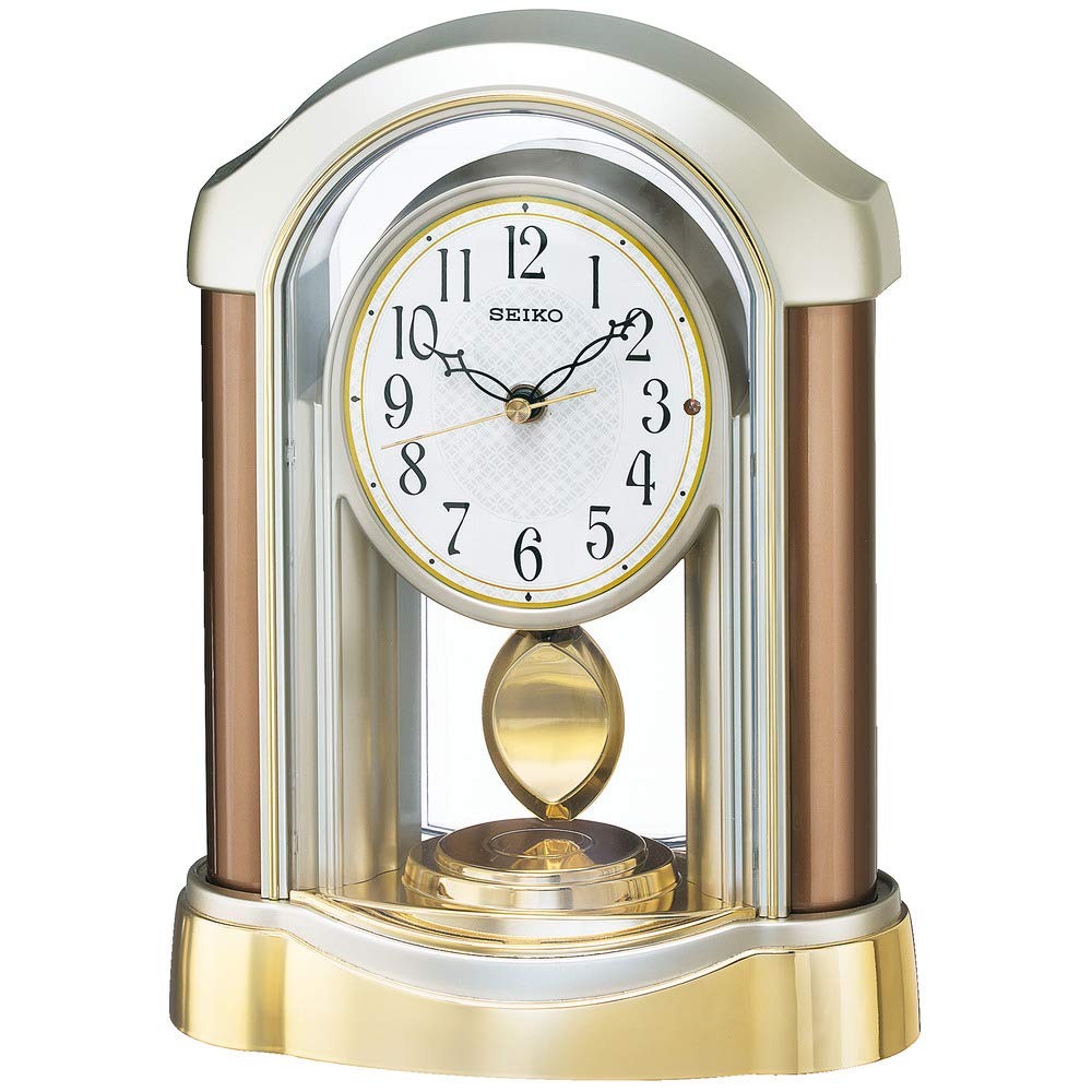 セイコー クロック 置き時計 電波 アナログ 飾り振り子 薄金色 パール BZ238B SEIKO