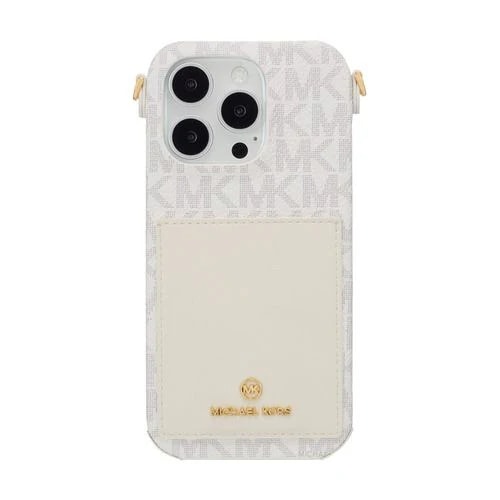 MICHAEL KORS MKWSVNLPWIP2463P Wrap Case Pocket with Strap for iPhone16 Pro Vanilla