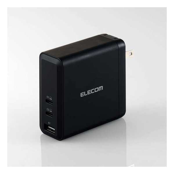 AC充電器 USB PD EPR規格対応/140W/USB-C×2+USB-A×1/スイングプラグ/ブラック
