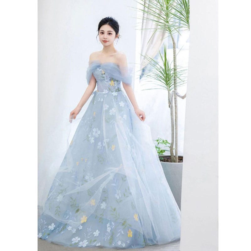 Qoo10] 水色ドレス ロングドレス パーティードレ : レディース服