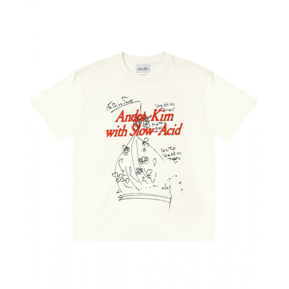 SLOW ACID アンドレキム X スローアシッドラフスケッチ半袖Tシャツ [クリーム]