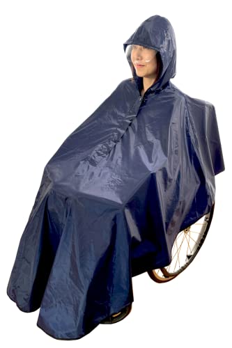 【現役の介護福祉士監修 車椅子用レインコート】車いす カッパ ポンチョ 透明バイザーで良好な視界 雨具 カバー 車イス Hathi