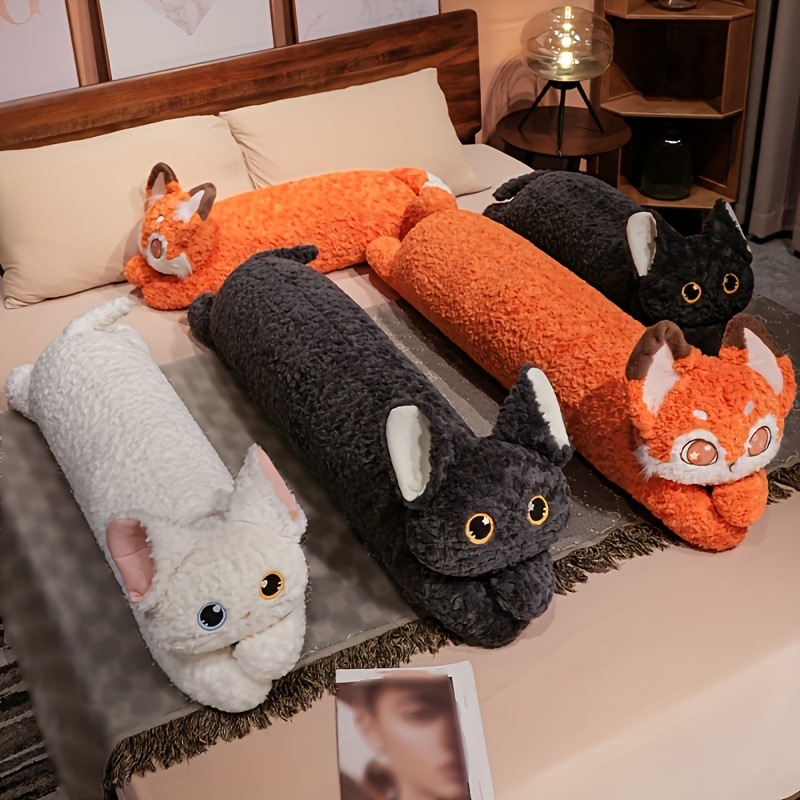 柔らかくてかわいい猫の長い枕：横向き寝に非常に適しており枕としても使用可能手洗いのみモダンなデザイン四季を通じて適しています