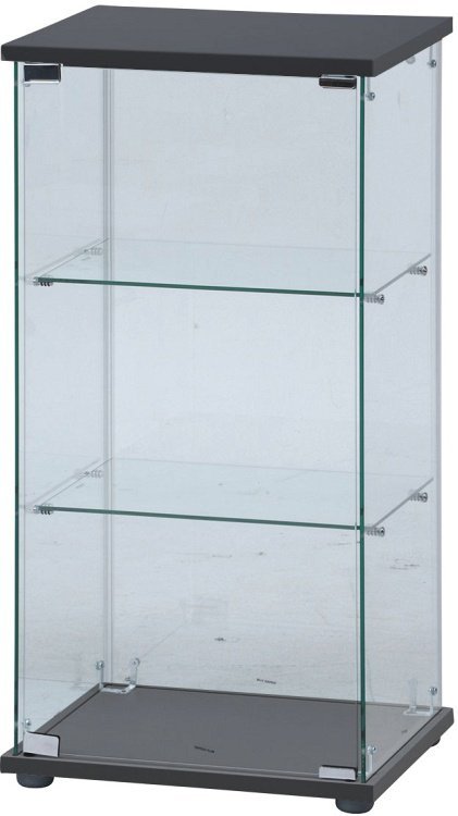 コレクションケース おしゃれ ガラス 3段 ディスプレイラック 幅42.5×奥行36.5×高さ86cm ブラック