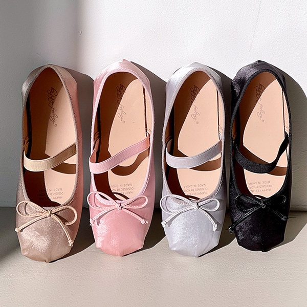 バレエシューズ パンプス りぼん リボン ストラップ サテン