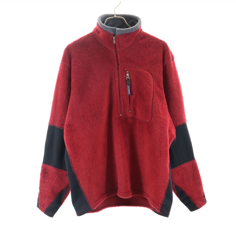 アウトドア 長袖 ハーフジップ フリースジャケット M レッド プルオーバー ポーラテック メンズ