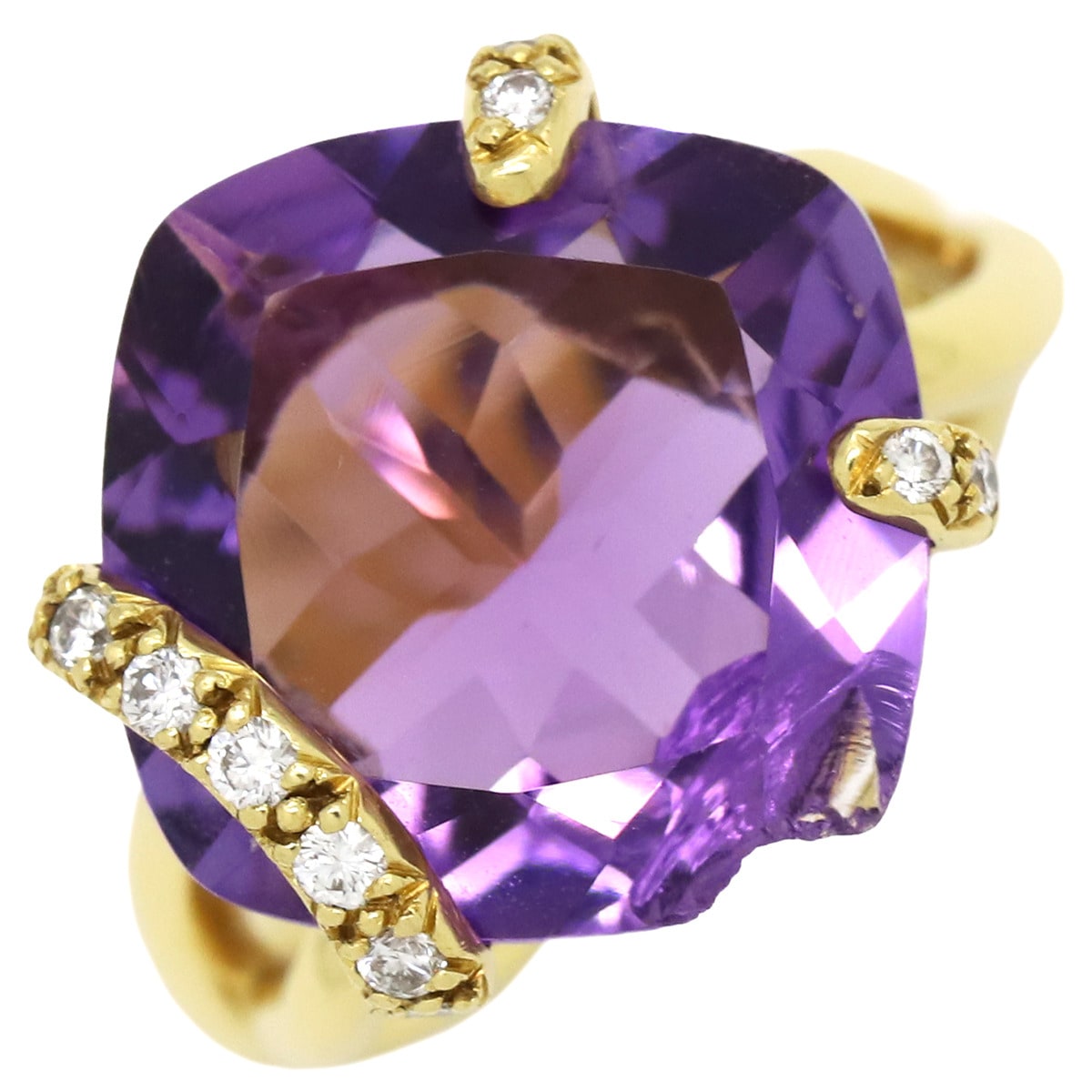 シャネル CHANEL リング 指輪 アメジスト ダイヤ リング K18YG アメジスト ダイヤモンド パープルXイエローゴールド #48(JP8) 紫 18K 750YG 8号【中古】