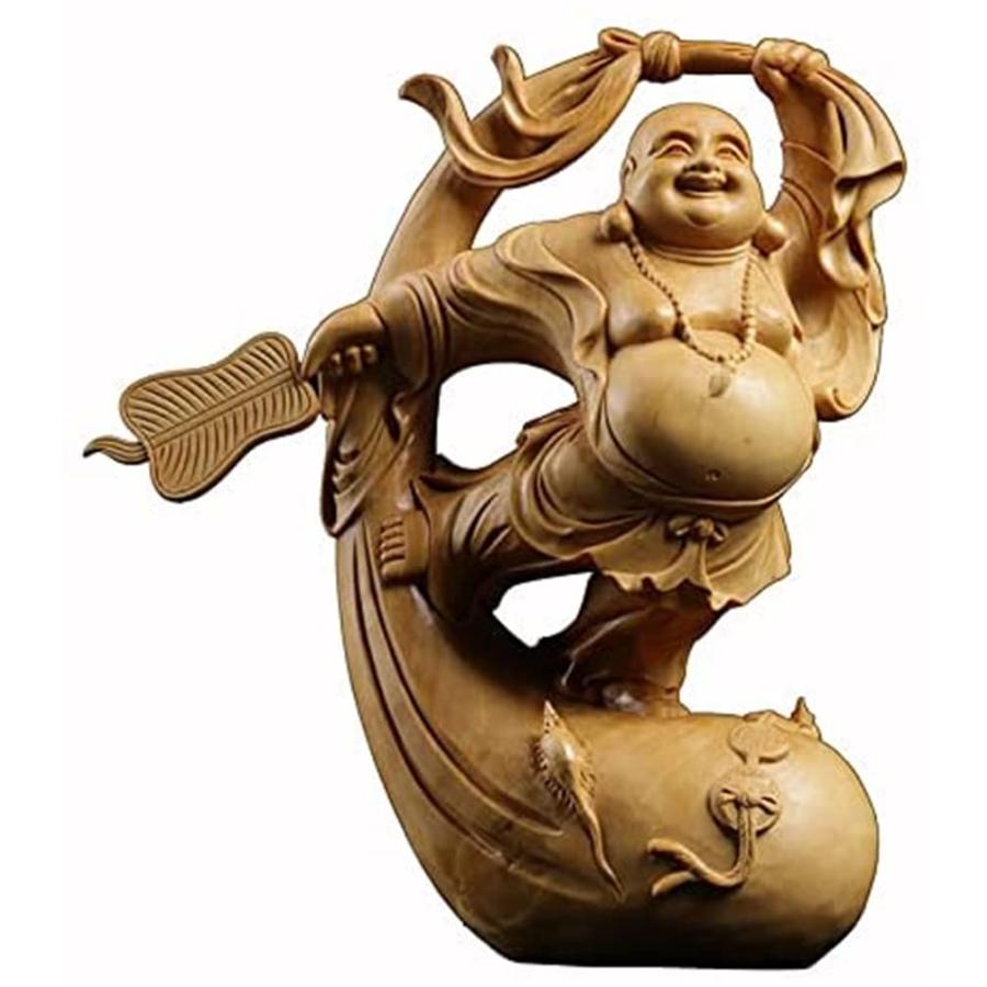布袋さん 置物 七福神 仏像 置物 天然ツゲ木彫り 弥勒仏 笑い仏 五穀豊穣 繁栄平安 商売繁盛 千客万来 家運隆盛 家庭円満 立像 守護仏 祈る 厄除け 開運 金運ア