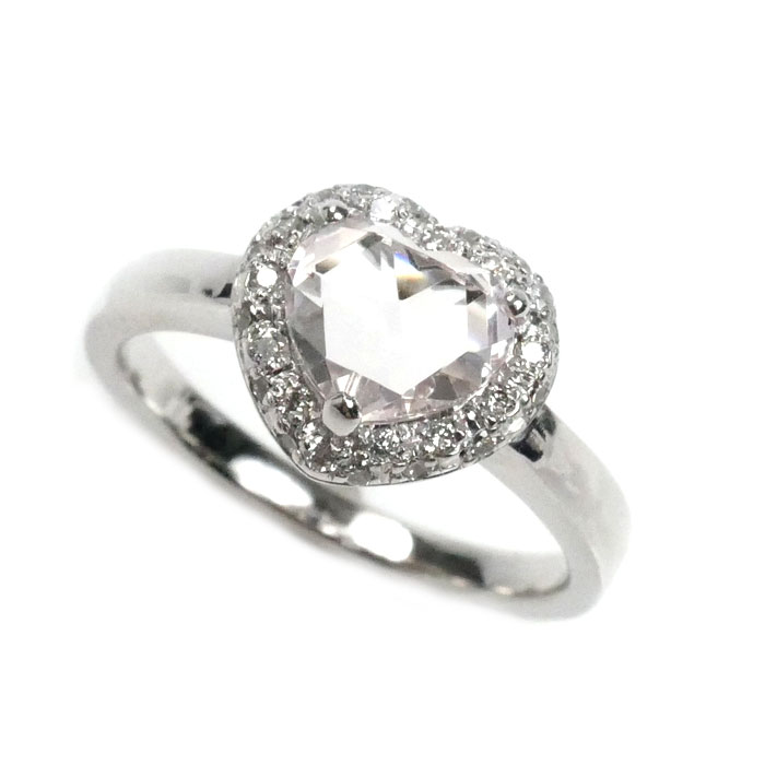 Vendome Aoyama ヴァンドーム青山 K18WG ホワイトゴールド クォーツ ダイヤ リング・指輪 ダイヤモンド0.17ct 11号 4.6g ハート レディース 中古 美品