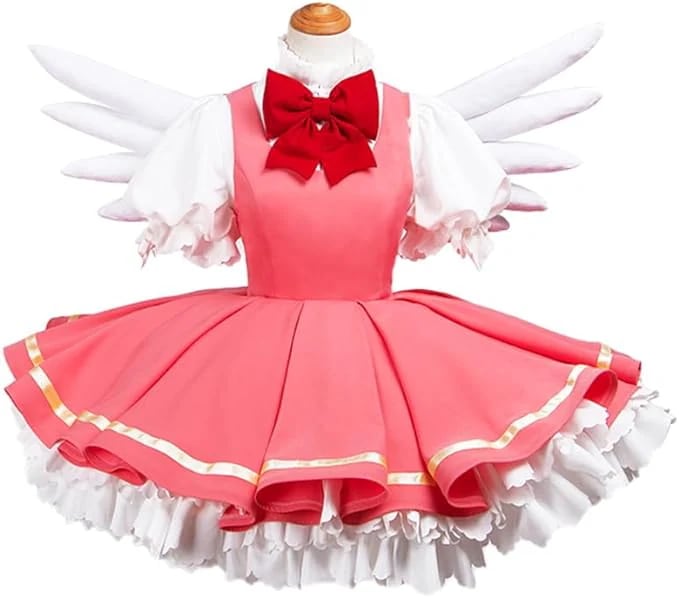 実物撮影 カードキャプターさくら コスプレ衣装+翼+手袋+靴下