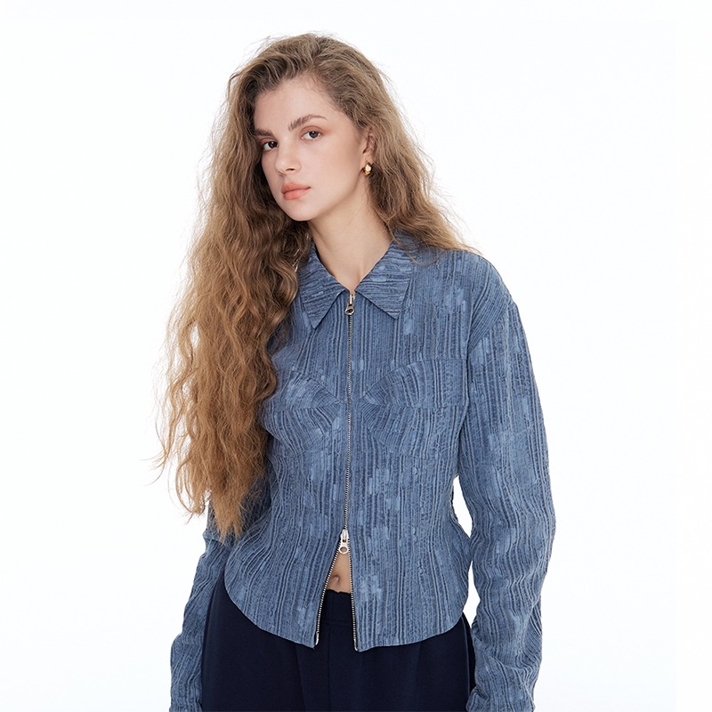 CORSET SHORT JACKET - BLUE