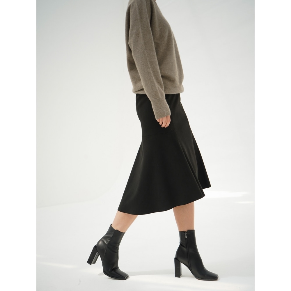 ACUD スエード フレア スカート ブラック