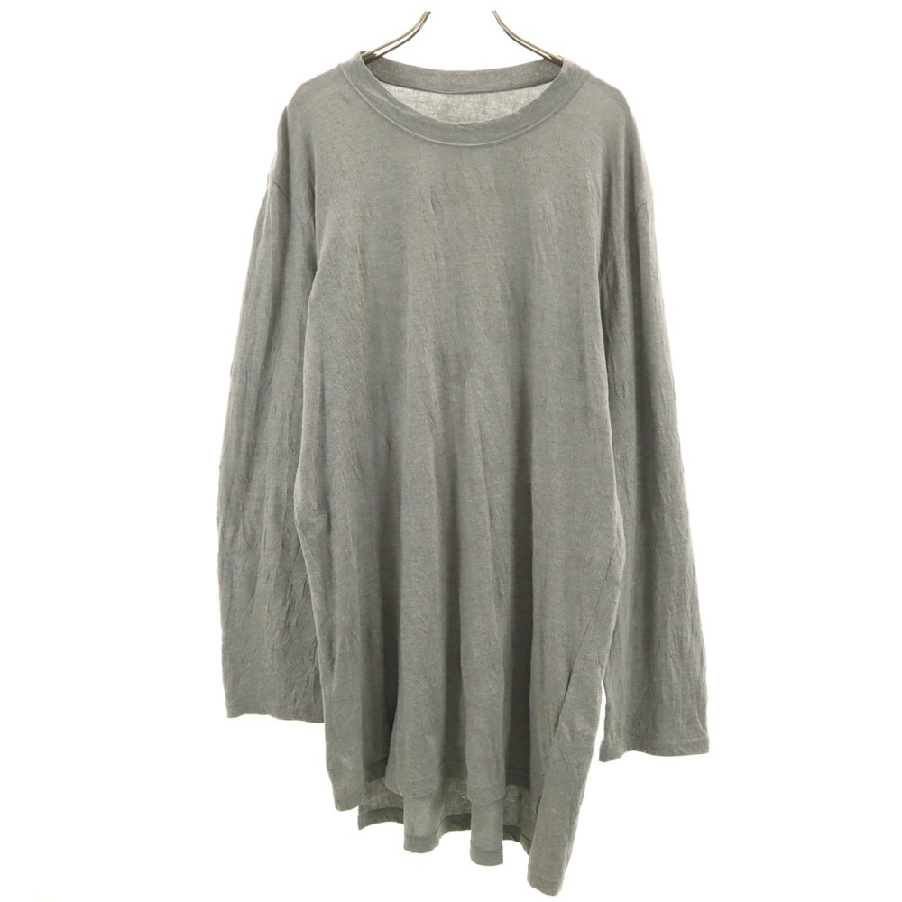 グランドワイ 日本製 長袖 ワッシャー加工 ロング Tシャツ 3 グレー Ground Y ヨウジヤマモト ロンT カットソー メンズ