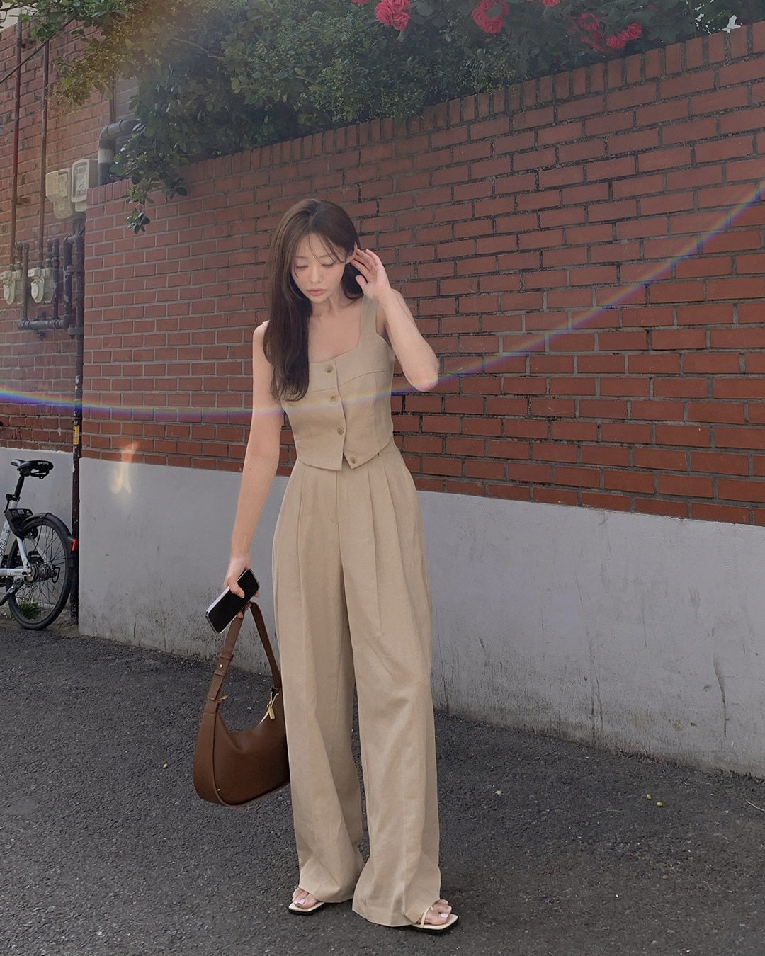 キンナリネンパンツ韓国ファッション レディース