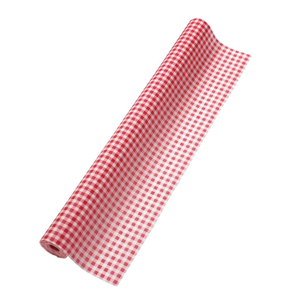 （まとめ買い）カラー不織布 10m巻 ギンガムチェック 赤 15096 [x3セット]