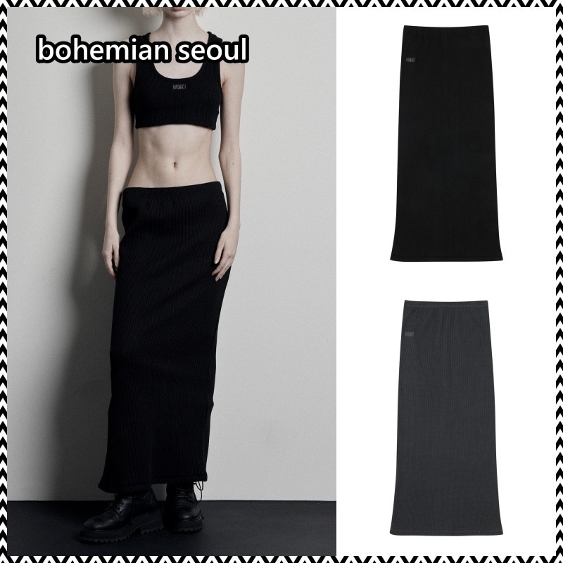 bohemian seoul 24SS PIGMENT WAFFLE LONG SKIRT