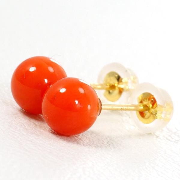 K18 18金 YG イエローゴールド ピアス サンゴ 総重量約0.6g ジュエリー 中古