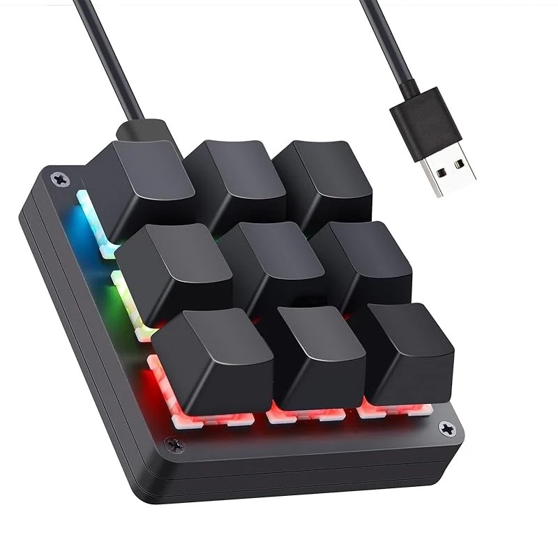 Koolertron 左手デバイス 左手キーボード ミニキーボード 9キー プログラマブル ショートカットキー 片手キーボード ゲーミング マクロ メカニカル 片手デバイス RGBバックライト 4層レ 4,765円