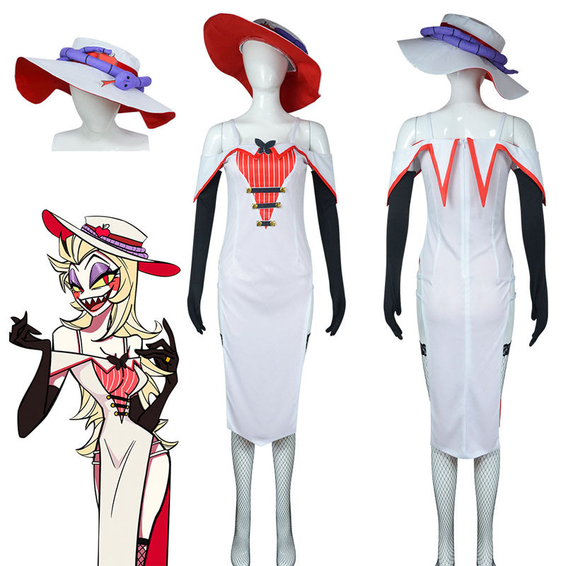 Lucifer Morningstar-女性のためのアニメホテルのコスプレコスチューム,ハロウィーンパーティーのための茶色のゴミ箱,デビルシェル