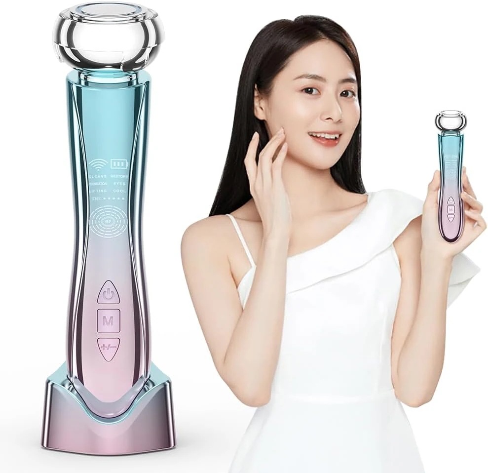 美顔器 EMS リフトアップ RF温冷美顔器 イオン導出導入 多機能美容器 1台10役 EMS微電流 LED 光エステ 毛穴 汚れとり 肌引き締め 目元ケア 口元ケア 肌ケア 温冷ケア イオン美顔器 5,894円