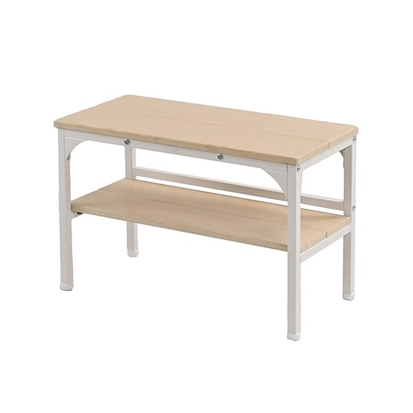玄関ベンチ 幅約60cm 棚付き ナチュラル スチール アジャスター付き 棚付き 収納家具 インテリア家具 玄関収納 組立品