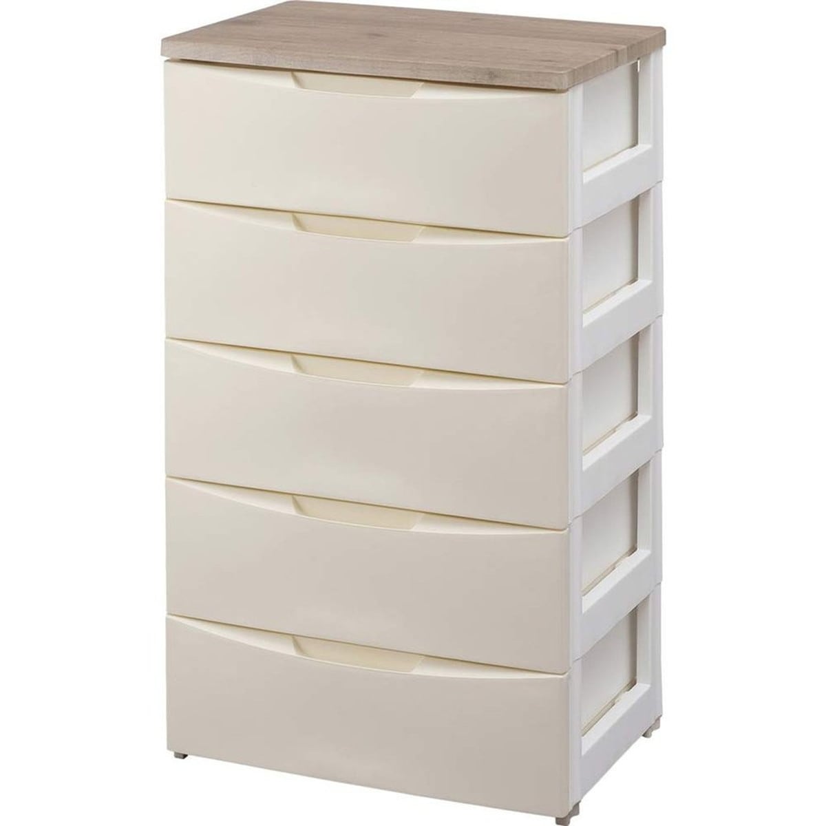 デザイン チェスト 5段 木天板 幅約56奥行約42高さ約100cm アイボリー DW-555