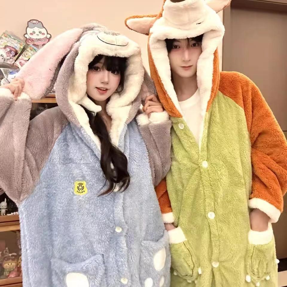 パジャマ ズートピアパジャマ女性冬ジュディニックサンゴベルベットパジャマカップル服