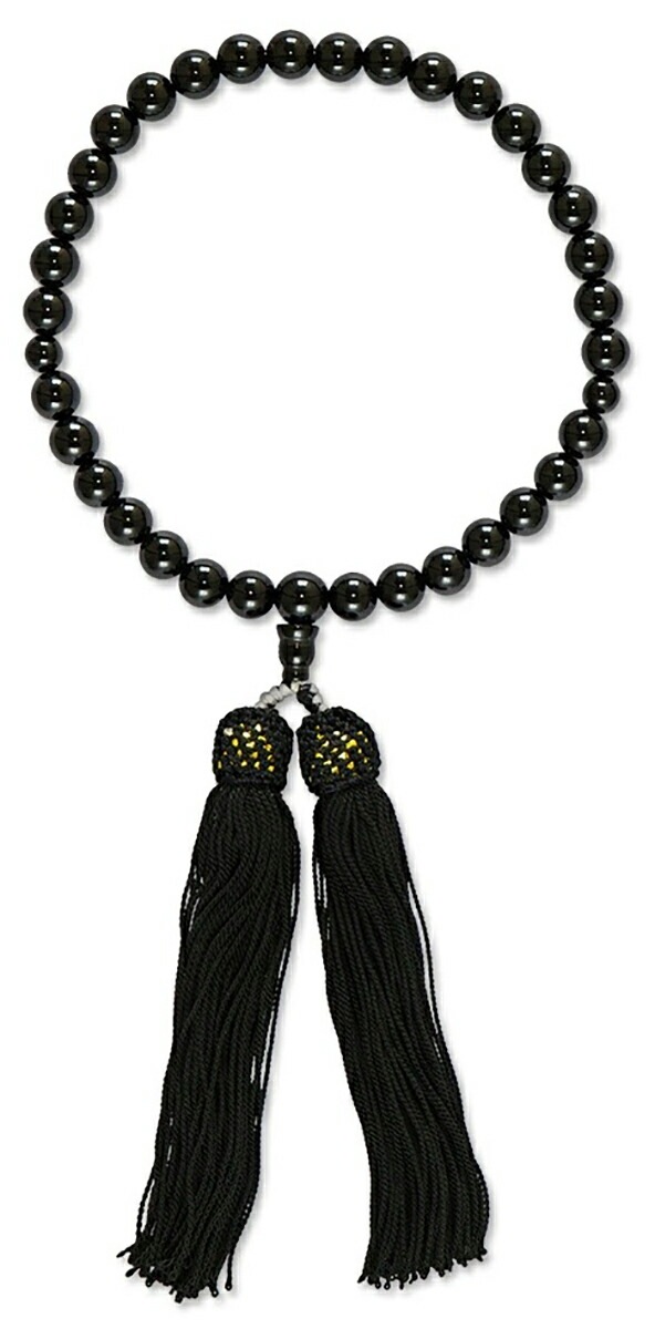 [国際鑑定士による検品済み] 数珠 念珠 オニキス (黒水晶） 7.5mm-8.5mm パワーストーン 天然宝石