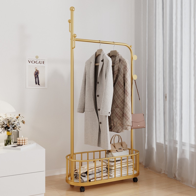 ハンガーラック オーバル バスケット 洋服掛け おしゃれ 省スペース 収納 アイアン モダン ラグジュアリー ゴールド ブラック ホワイト 金 黒 白